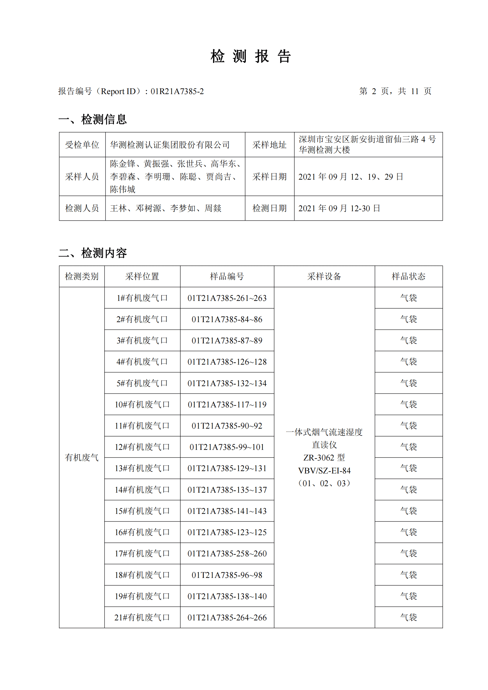 南宫NG28检测认证集团股份有限公司有机废气、无机废气检测报告